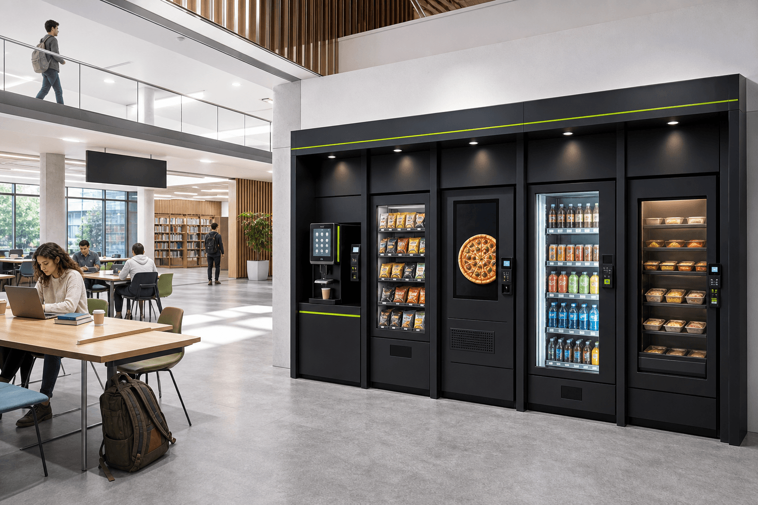Automated shop system inside a modern campus learning commons