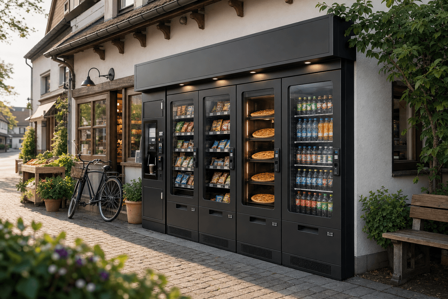 Automated shop system outside a small regional village shop