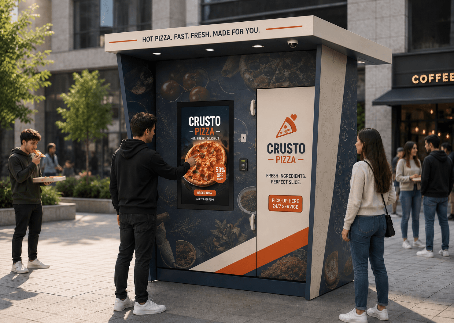 Pizza vending machine in a different location